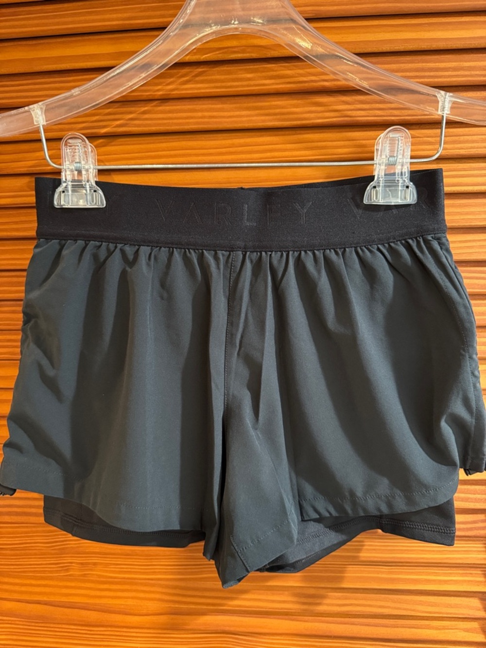 VARLEY Black Layered Athletic Shorts